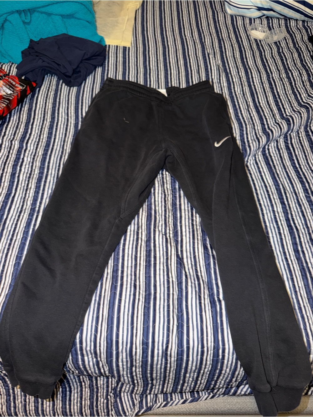Nike mens Black Jogger Sweatpants with White Swoosh